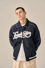 BIG LOGO PIPING BLOUSON - NAVY