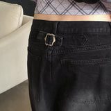 [MADE] Bolkin back point washing black denim wide pants