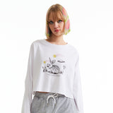 ウィティーバニースケッチクロップTシャツ／WITTY BUNNY SKETCH CROP T-SHIRT [WHITE]