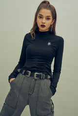 ギャザーラインポイントロゴTシャツ / HIDE Shirring Top (4606078517366)