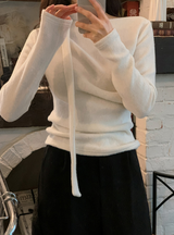 Rose Boat Neck Knit T-shirt + Tie Set (5color)