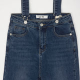 セミブーツカットハイスパンデックスサスペンダーデニムパンツ/SEMI BOOTSCUT HIGH SPANDEX SUSPENDER DENIM PANTS [6677]