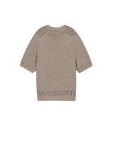 オーバーサイズ フィッシュネット ディテール SS スウェット / OVERSIZED FISHNET DETAIL SS SWEATER BEIGE