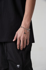 ピンクキュービックハートサージカルブレスレット / PINK CUBIC HEART SURGICAL BRACELET SILVER