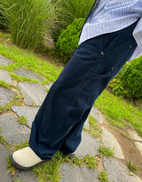 デニムダブルニーワイドパンツ