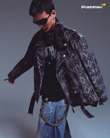 オーバーサイズパッデッドバイカージャケット/oversized padded biker jacket