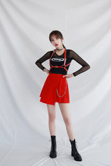レイヤードロングスリーブメッシュトップ/TOP(6348) Layered Long Sleeve Mesh Tee