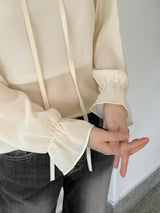 アネスシースルーストラップフリルブラウス / Anes see-through strap frill blouse