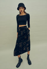 ケミカルウォッシュ風コーデュロイスカート / HIDE Slit Long Skirt (4606125572214)