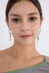 ミックスモチーフフープリングアンバランスピアス/Mix motifs hoop ring unbalanced earring