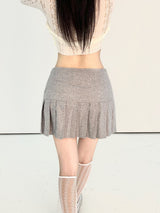 1021. Wool Double ribbon pleats mini sk (2color)
