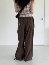ウカシャーリングツーウェイジョガーリネンワイドカーゴパンツ / Uka shirring two-way jogger linen wide cargo pants