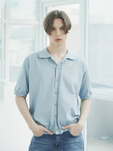 オープン半袖ニット / T1015 OPEN SHORT-SLEEVED KNIT_SKYBLUE