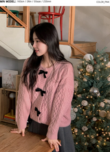 Velvet Ribbon Cable Knit Cardigan (3color)