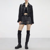 pony high-waist denim skirt