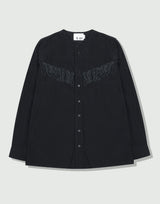 ウェスタンフリンジvネックカラーシャツ / western fringe v-collar shirts black