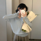 [Bellide made] Soft loose V-neck knitwear
