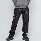 PLASTIC FACE PATCHED DENIM PANTS - O/C (6674946228342)