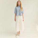 コットンプリーツAラインスカート / Cotton Pleats A-Line Long Skirt (Ivory)