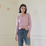 リブドヘム カーディガン/RIBBED HEM CARDIGAN (PINK)
