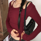 [セット] Risyeon カットホルタータンクトップ シャーリング深めUネック長袖Tシャツ