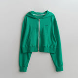 レイニークロップフーディージップアップ / RAINY CROP HOODIE ZIP UP (WHITE,GREEN-BLUE)