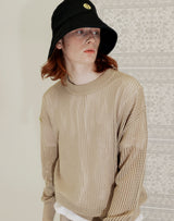 WAFFLE FISHNET SWEATER BEIGE (6691447439478)