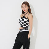 チェッカークロップトップ/checker crop top (with cap)