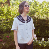 ポケットセーラー刺繍ブラウス / Pocket Sailor Embroidered Blouse (NAVY)