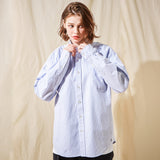 VZロゴビックオーバーフィットオックスフォードストライプシャツスカイブルー/VZ Logo Big Over Fit Oxford Stripe Shirt Skyblue (6683362787446)