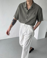 リネンバイオショートスリーブシャツ / UN275 Linen Bio Short-Sleeved Shirt (4 colors)