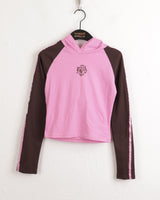 Cima Nagrang strap color combination cropped hooded T-shirt