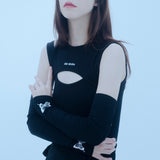 カットアウトウォーマートップ/0 5 cut out warmer top - BLACK