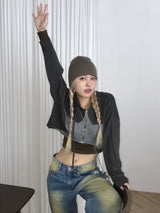 Marco crop knit zip up