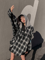 (UNISEX)キッチフードバルーンチェックシャツ
