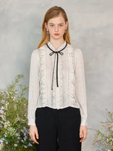 フリルシャーリングリボンブラウス / Frill Shirring Ribbon Blouse