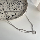 2ラインチェーンキッチュヒップハートネックレス/havo Bold, two-line chain, kitsch, hip, heart necklace