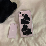 コットンバニーポポジェリーハードアイフォンケース/Cotton bunny popo Jelly Hard phone case black