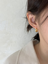 [92.5silver] bulky drop one-touch earrings (gold)
