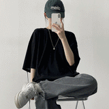 ランダーリネンラウンド半袖ニット / Lander linen round short-sleeved knitwear