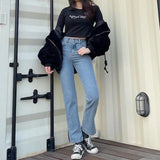 グリッターレタリング長袖Tシャツ / glitter lettering 3/4 sleeve crop top (4649640919158)
