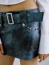 0 6 vintage crack belt skirt - GREY (6683350401142)
