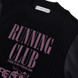 レザースリーブケーブルニットセーター/[UNISEX] Leather-Sleeve Cable-Knit Sweater (Black)