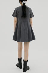 プリーツミニショートスリーブドレス / Pleats Mini Short Sleeve Dress (3color)