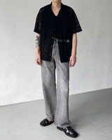 SIメッシュショートスリーブシャツカーディガン / SI mesh short-sleeved shirt cardigan (2 colors)