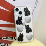 ハートキャットフォンケース / Heart cat phone case Black