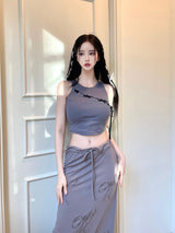 リボンアイレットスリ－ブレス/879. Ribbon eyelet sleeveless (2color)