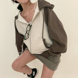 [BELLIDE MADE] Spring version. Raglan color zip-up hoodie