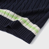 ライトグリーンCパッチvネックニットベストユニセックス / Light Green C Patch V-neck Navy Knitwear Vest
