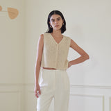 ボタン ニットベスト/BUTTONED KNIT VEST (BEIGE)